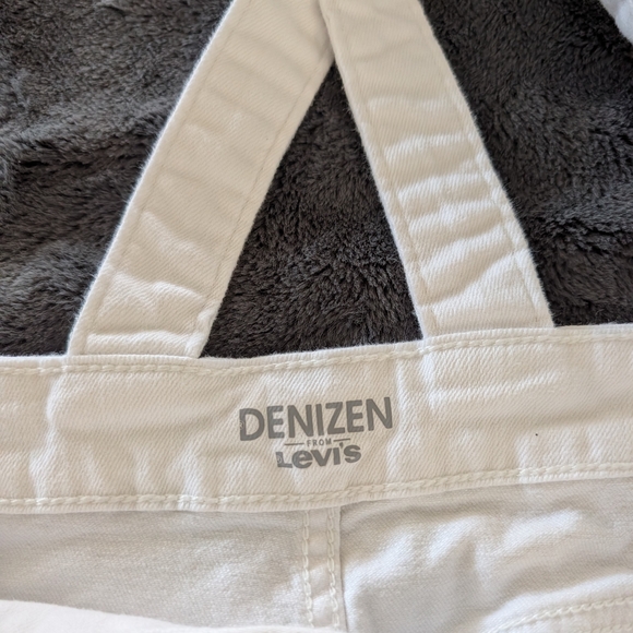 Levi's Denizen White Denim Bib Shortalls 90s Aesthetic Utility Chic - Picture 2 of 13